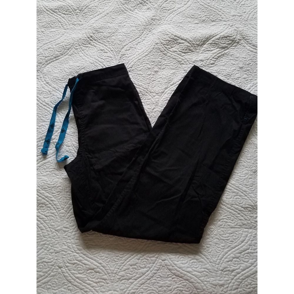 Med Couture Black With Blue Accent Scrub Pants